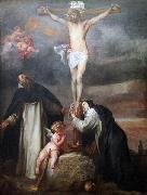 Anthony Van Dyck Christ on the Cross with Saint Catherine of Siena, Saint Dominic and an Angel oil painting